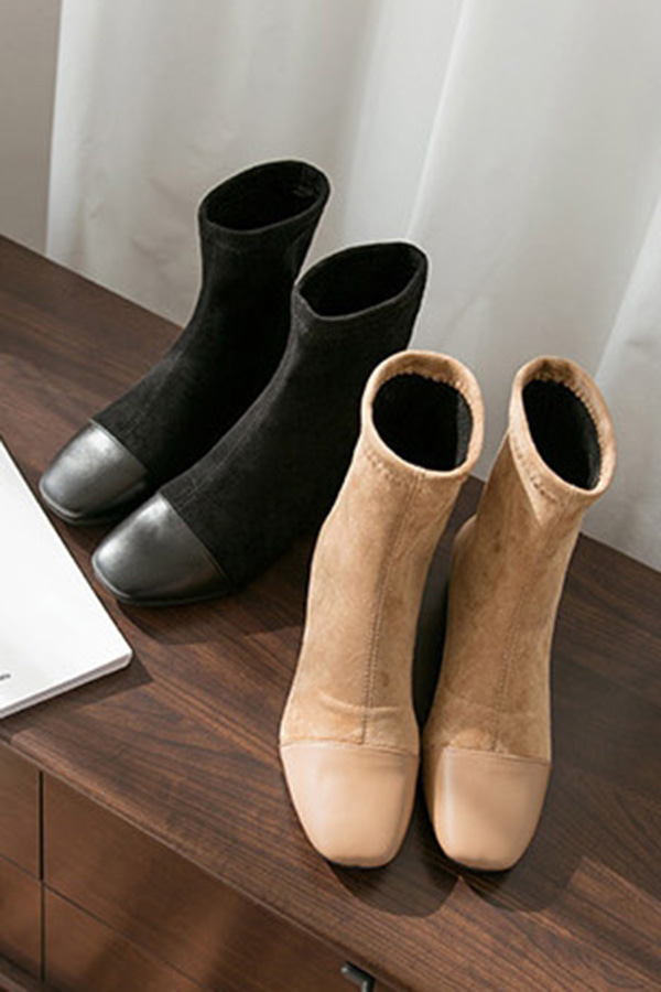 데일리 콤비배색 앞코 삭스부츠 (2color) (여자겨울신발, 여자겨울부츠, 여자겨울코디,편한여자신발,요즘유행하는여자신발)