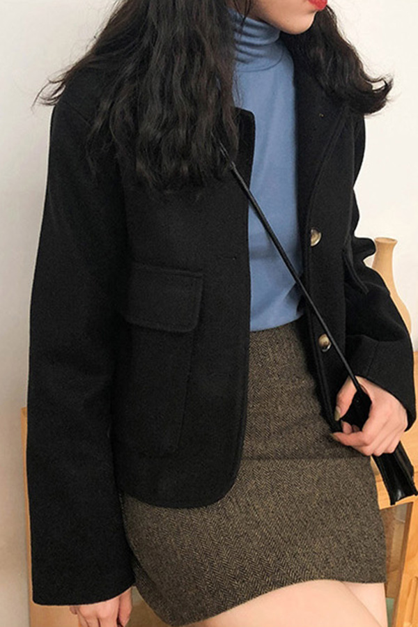어메이징 포켓 카라 숏 코트 자켓 (블랙,살구,브라운)