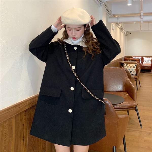 심플 러블리 카라 포인트 숏 모직 코트 자켓