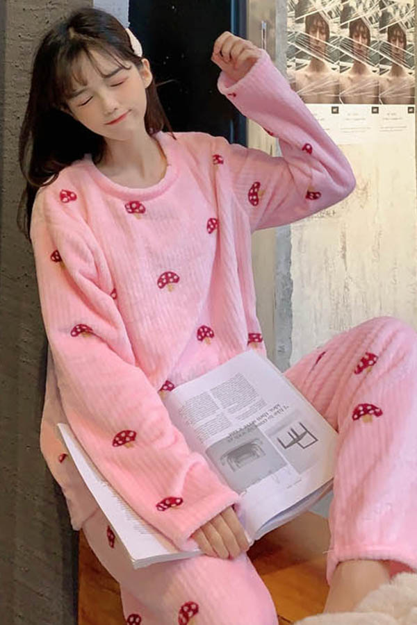 띠용띠용 마리오 버섯 보송이 여성 수면잠옷세트 (화이트,핑크)
