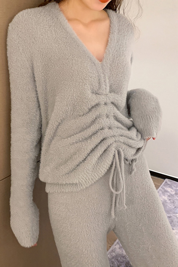 인타임 앞셔링 스트링 테리 여성 수면잠옷 파자마세트 (그레이,그린,핑크)