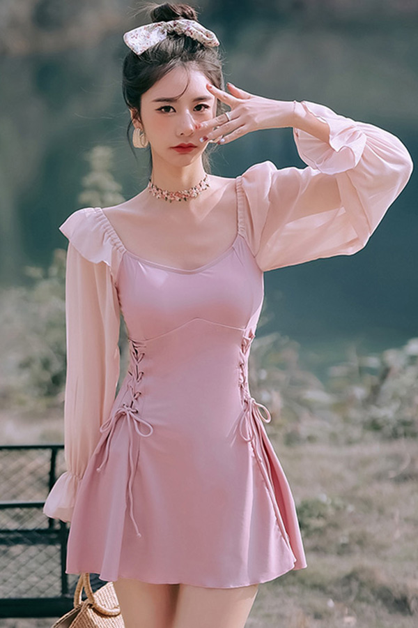 러블리코르셋 원피스수영복 (핑크,블랙)