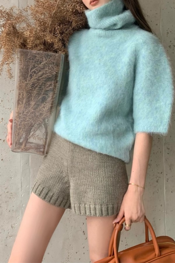 ♥당일출고♥ 엘라 목폴라 반팔 루즈핏 니트 스웨터