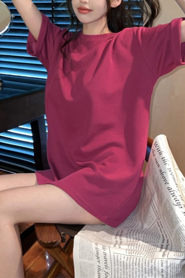 ♥당일출고♥ 로이 데일리 컬러 라운드넥 반팔 루즈핏 티셔츠